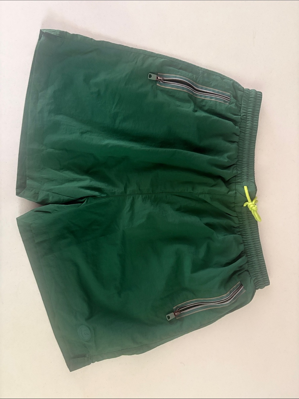 Norse Projects Men's Forest Green Swim Trunks with Neon Drawcord